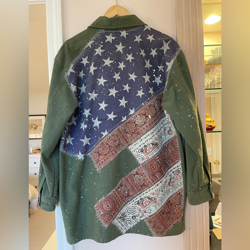 Free People Olive Green Star-Patterned Women's Jacket - Picture 4 of 16